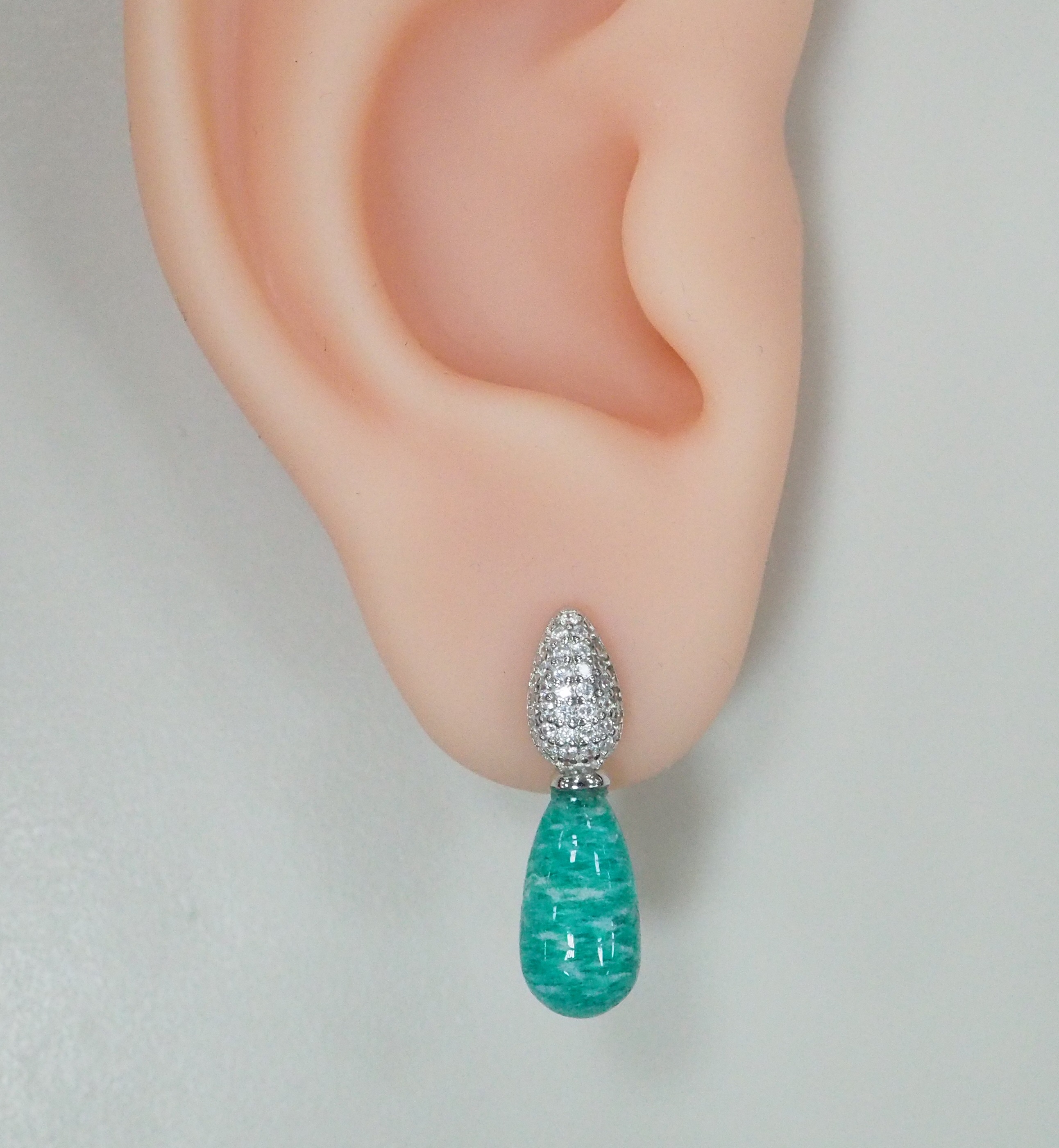 Серебряные серьги-пусеты с амазонитами